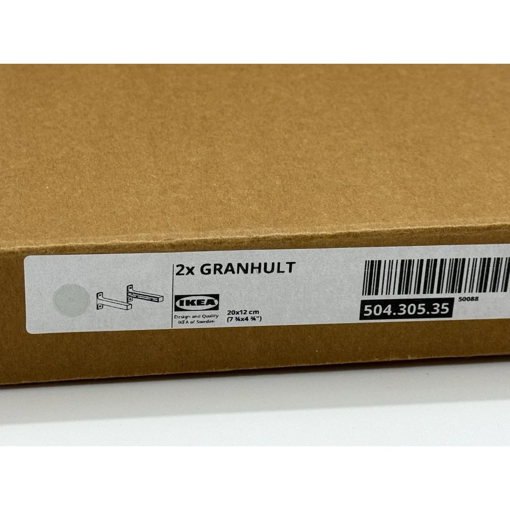 2 Pack Ikea GRANHULT Bracket for Shelf Metal Nickel Plated 7 ¾